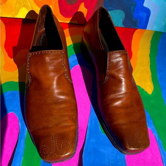 60s 70s vintage western brown leather square toe loafers main image 7